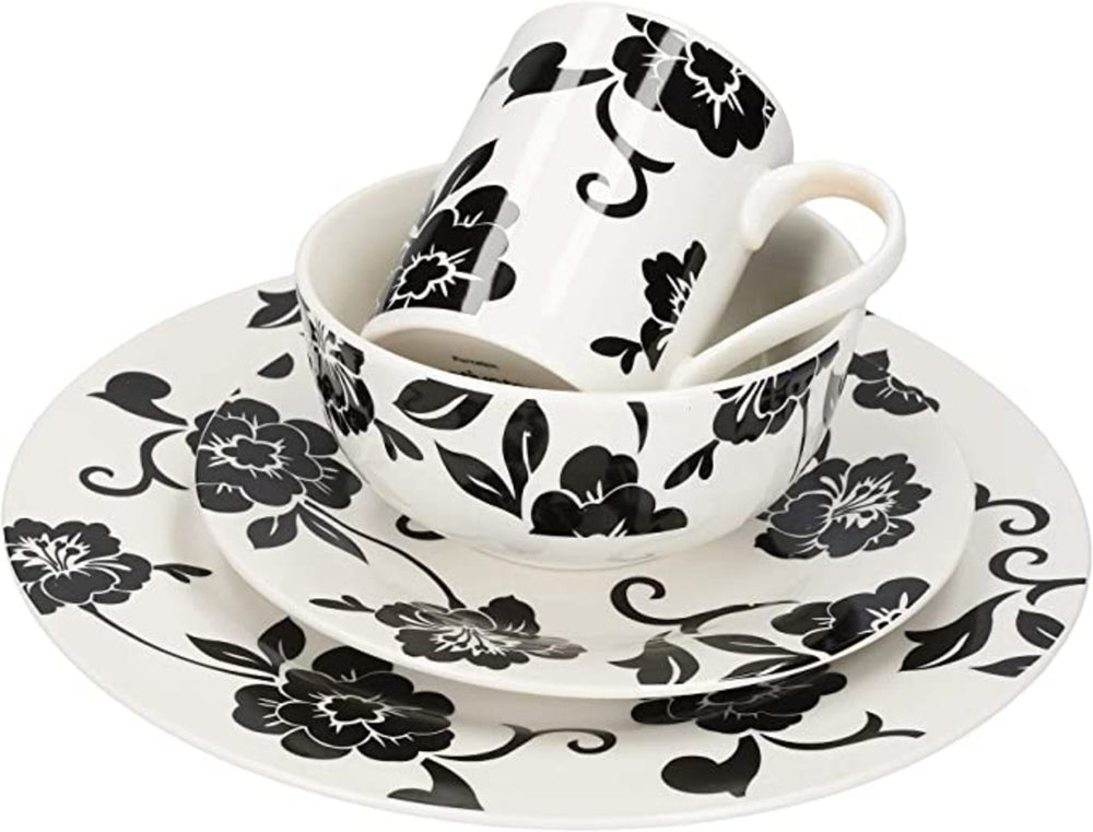 Creative Tops DSC1105  16-Piece Vivienne Dinner Set - White/Black, Service for 4