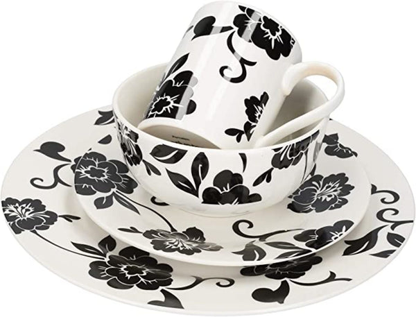 Creative Tops DSC1105  16-Piece Vivienne Dinner Set - White/Black, Service for 4 image 2