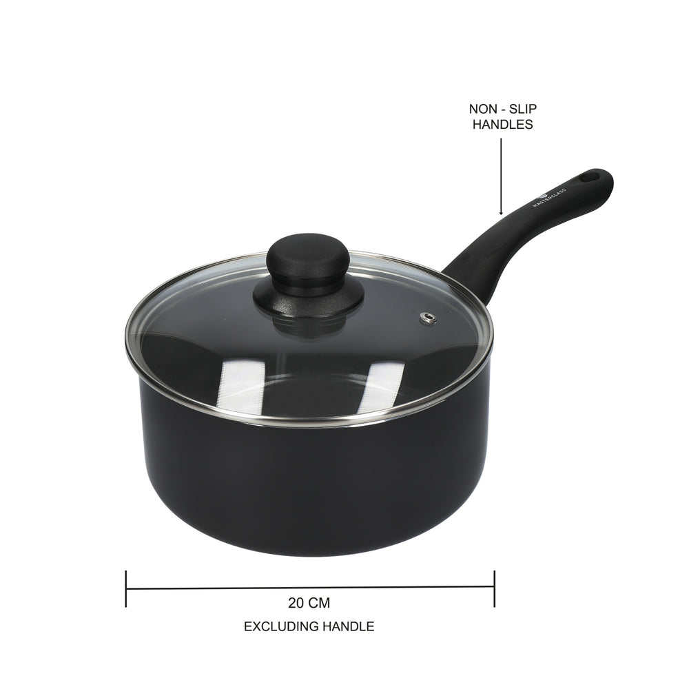 3pc Can-to-Pan Non-Stick Alumninium Saucepan Set,with 16cm, 18cm and 20cm Saucepans with Lids