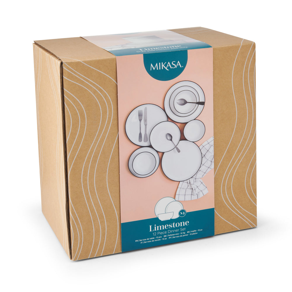 Mikasa Limestone 12pc Porcelain Dinner Set, White