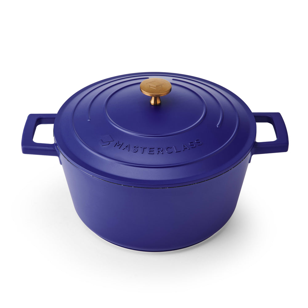 MasterClass Electric Blue Cast Aluminium Casserole Dish, 4L