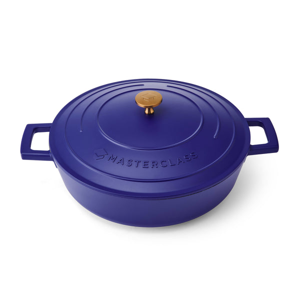 MasterClass Electric Blue Cast Aluminium Shallow Casserole Dish, 28cm, 4L image 2