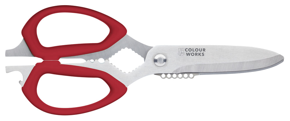 Colourworks Brights Set with Dual Measuring Jug, Scissors and Conical Measure - Red