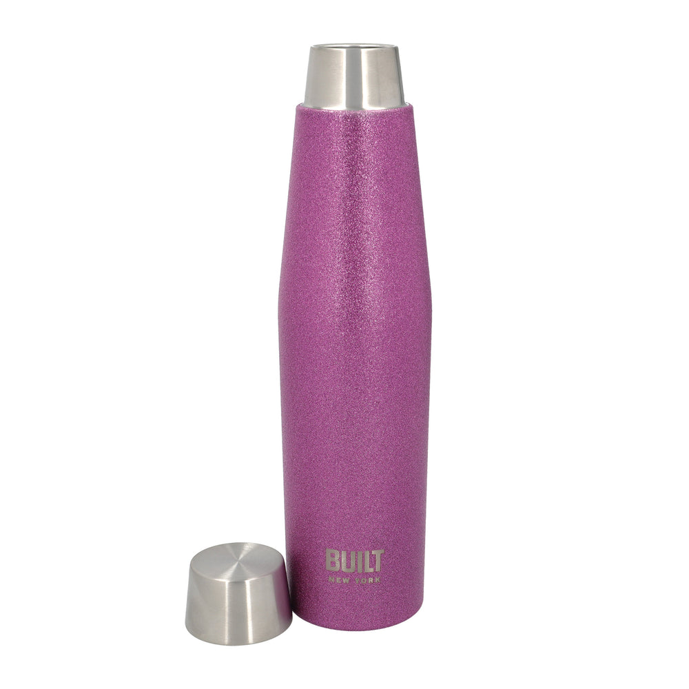 BUILT Apex 540ml Insulated Water Bottle, BPA-Free 18/8 Stainless Steel - Purple Glitter