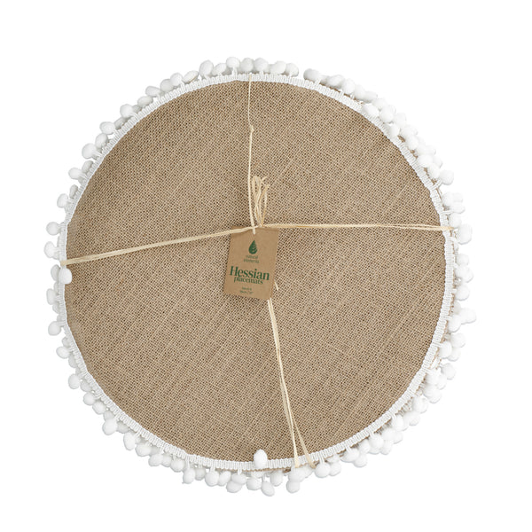 Natural Elements Set of 4 Woven Hessian Placemats with Pom Pom Decorations image 4