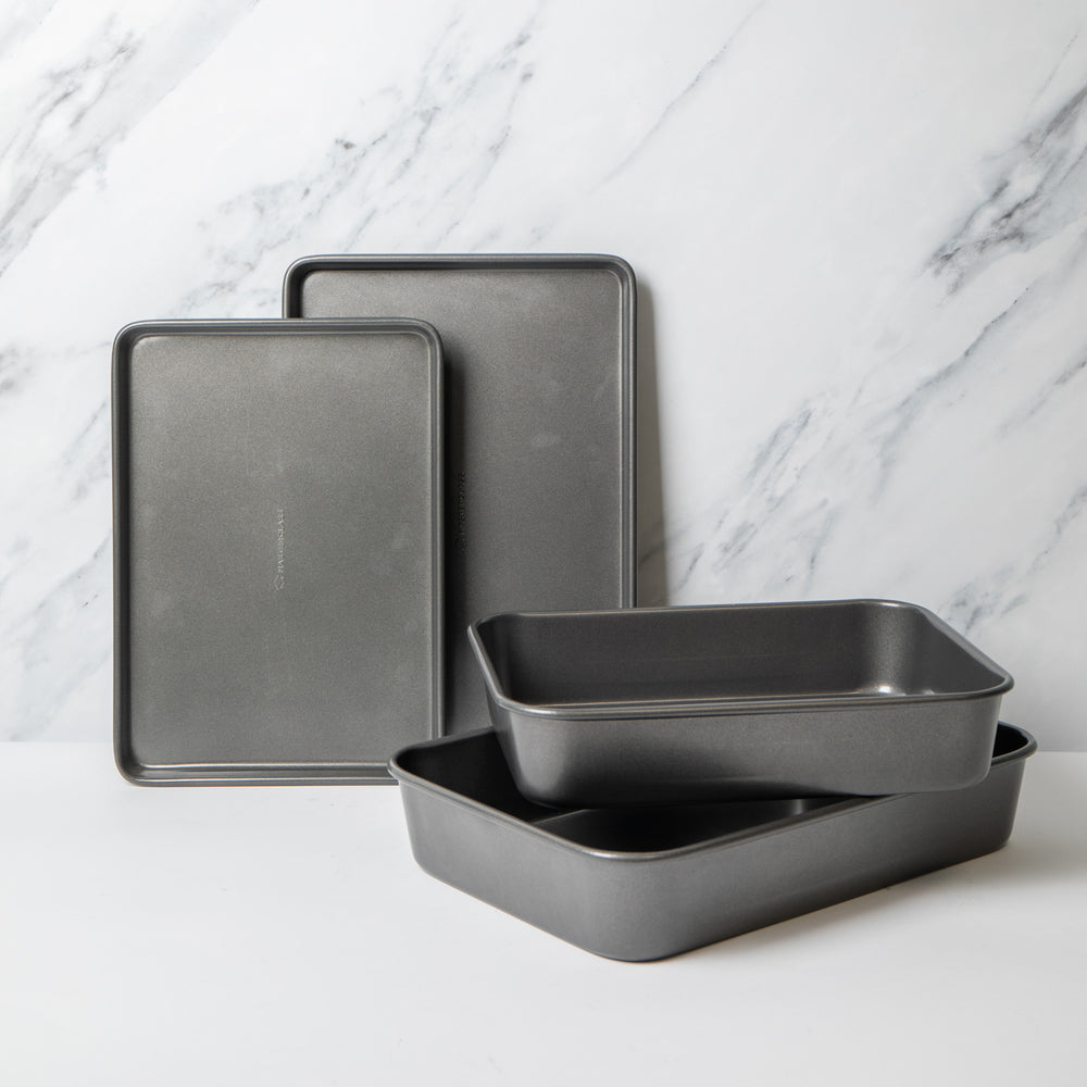 4pc Non-Stick Bakeware Set with 2x Roasting Pans and 2x Baking Trays