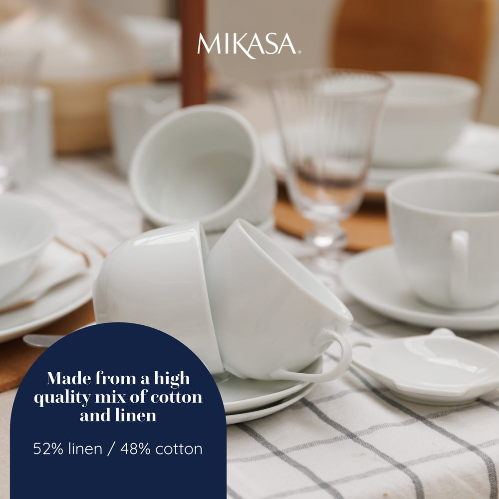 Mikasa Industrial Check Cotton and Linen Table Runner, 230 x 33cm