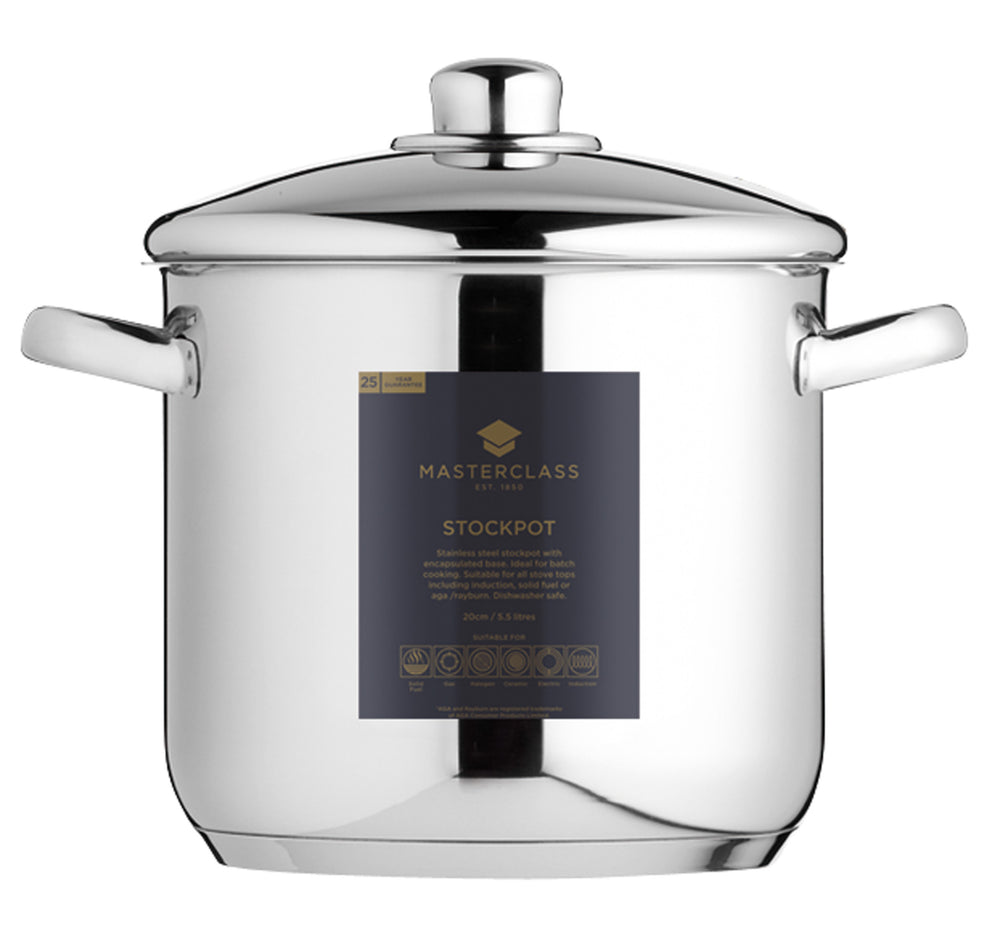 MasterClass Stainless Steel Stockpot, 5.5L