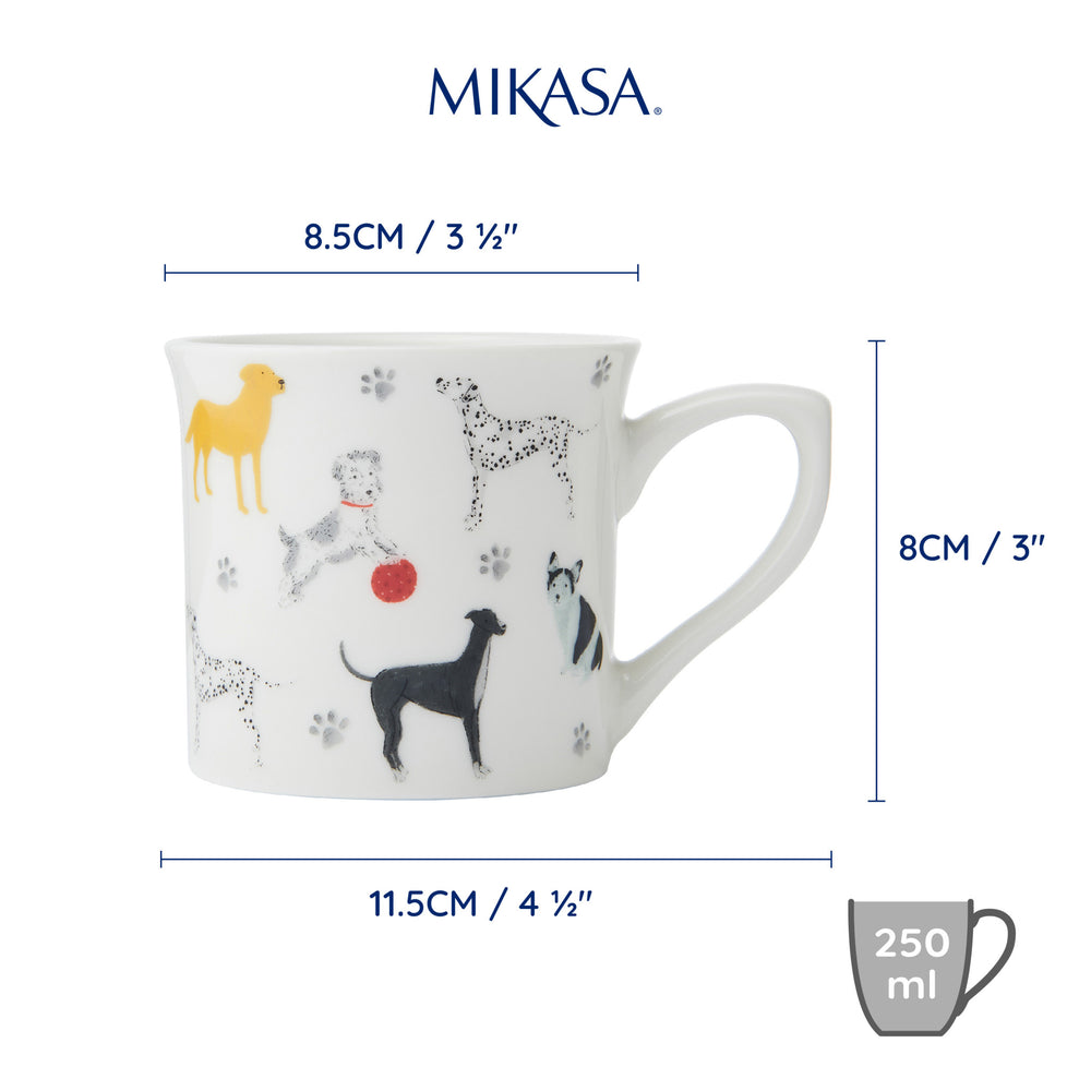 Mikasa Fine China Dog Print Fluted Mug, 250ML