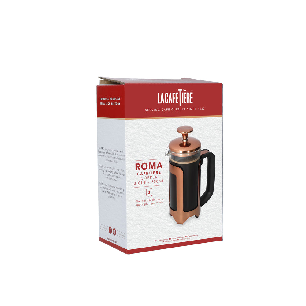 La Cafetière Roma 3 Cup Cafetière - Copper Effect Finish