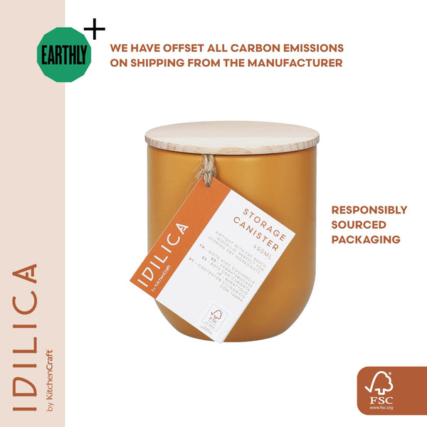 KitchenCraft Idilica Kitchen Canister with Beechwood Lid, 9 x 10cm, Yellow image 12