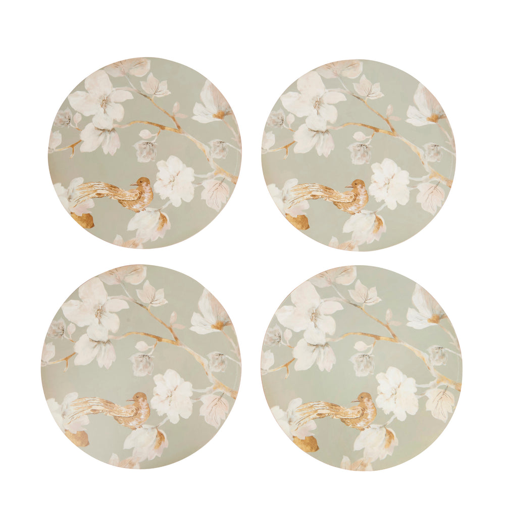 Creative Tops Duck Egg Floral Pack Of 4 Round Premium Placemats