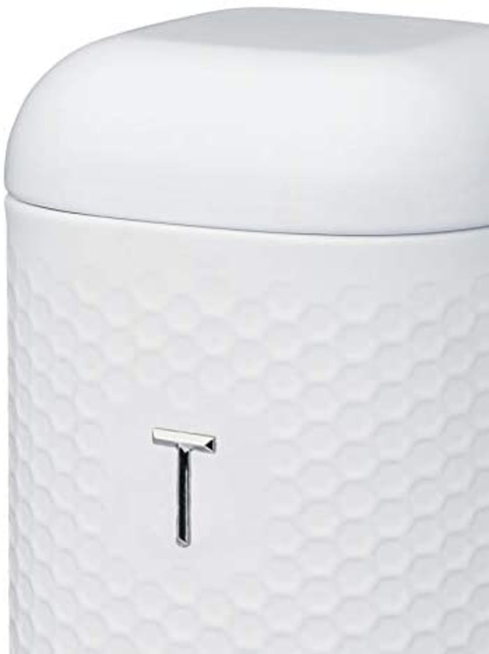 Lovello Retro Tea Canister with Geometric Textured Finish - Ice White