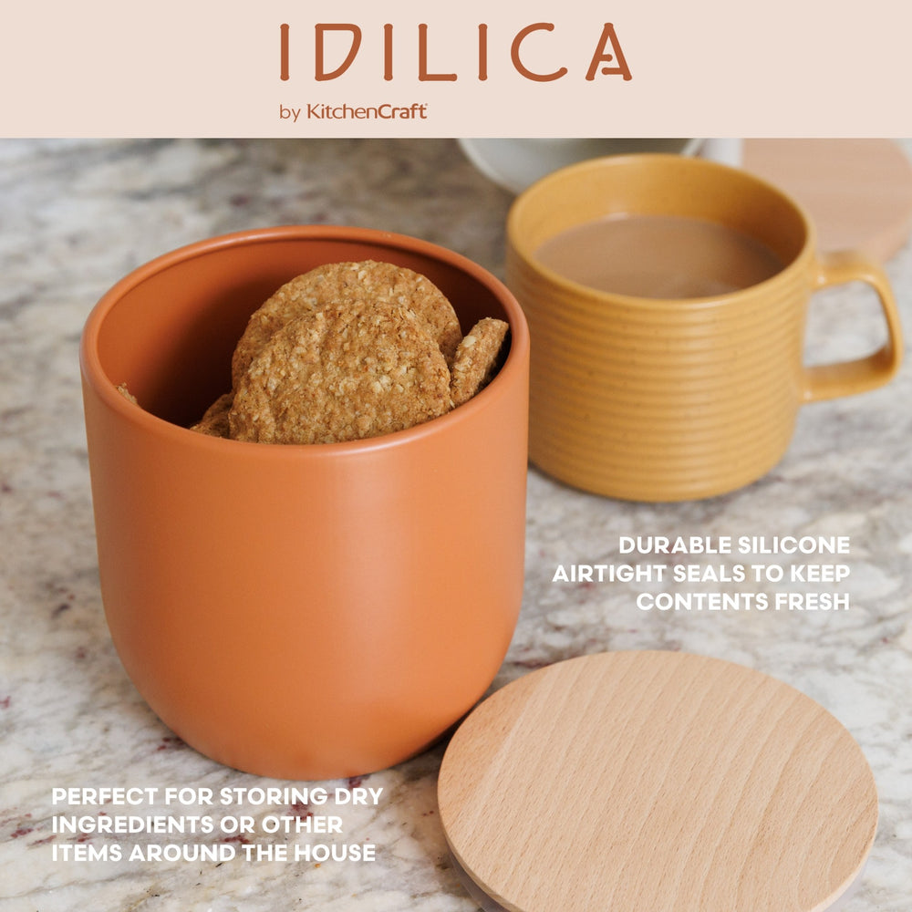 Idilica 4pc Metal Storage Canister Set with Beechwood Lid
