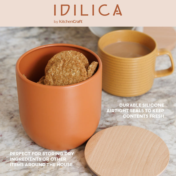 Idilica 4pc Metal Storage Canister Set with Beechwood Lid image 3