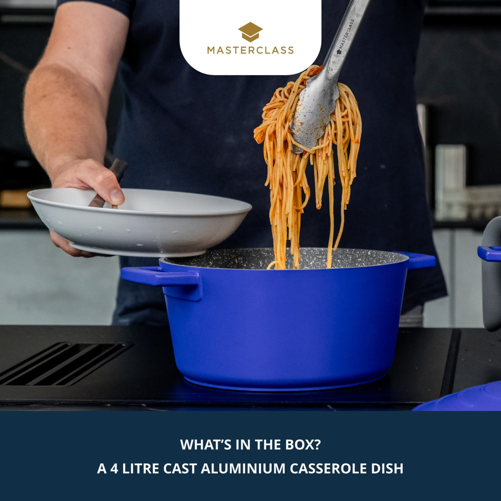 MasterClass Electric Blue Cast Aluminium Casserole Dish, 4L