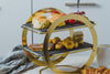Artesá 2-Tier Geometric Brass-Finished Serving Stand with Slate Serving Platters image 8