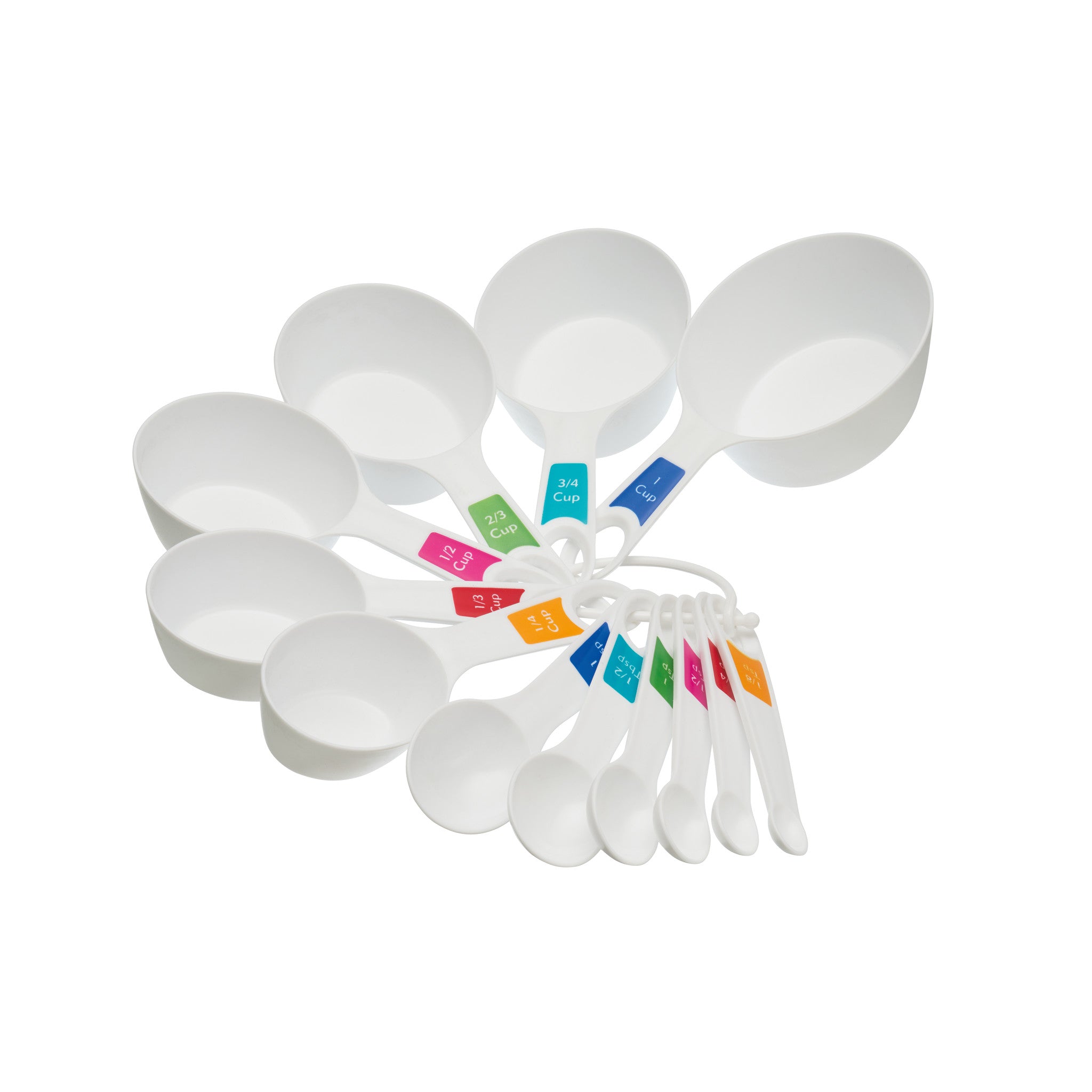 Farberware ColourCoded Measuring Cups and Spoons Set, Plastic White