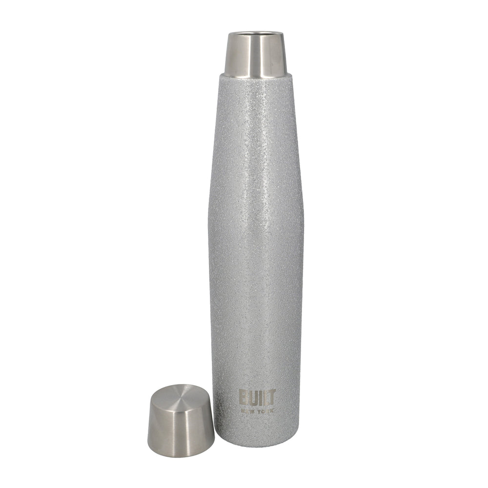 BUILT Apex 540ml Insulated Water Bottle, BPA-Free 18/8 Stainless Steel - Silver Glitter