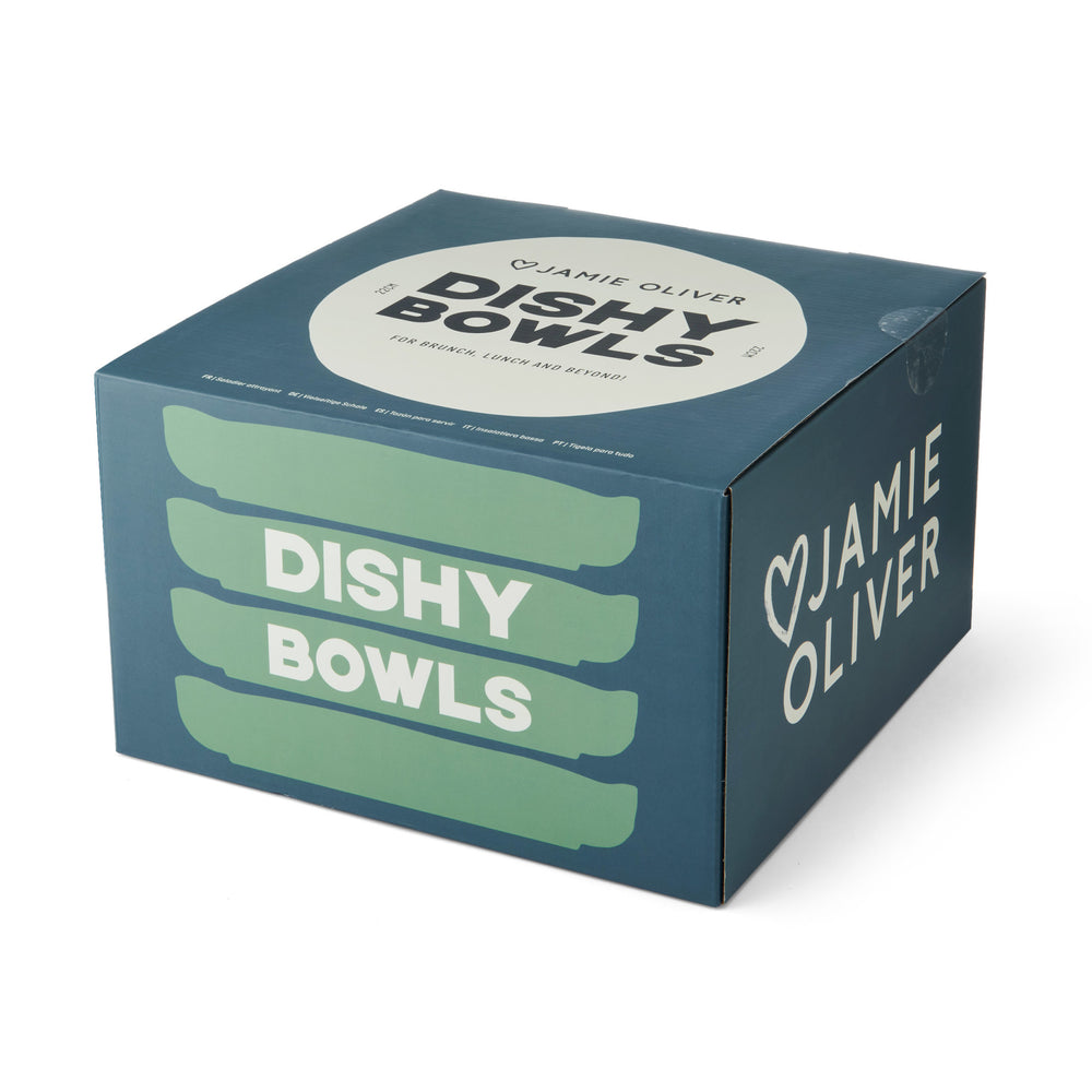 Jamie Oliver Big Love Dishy Bowls, Stoneware, Set of 4, Green, 22cm