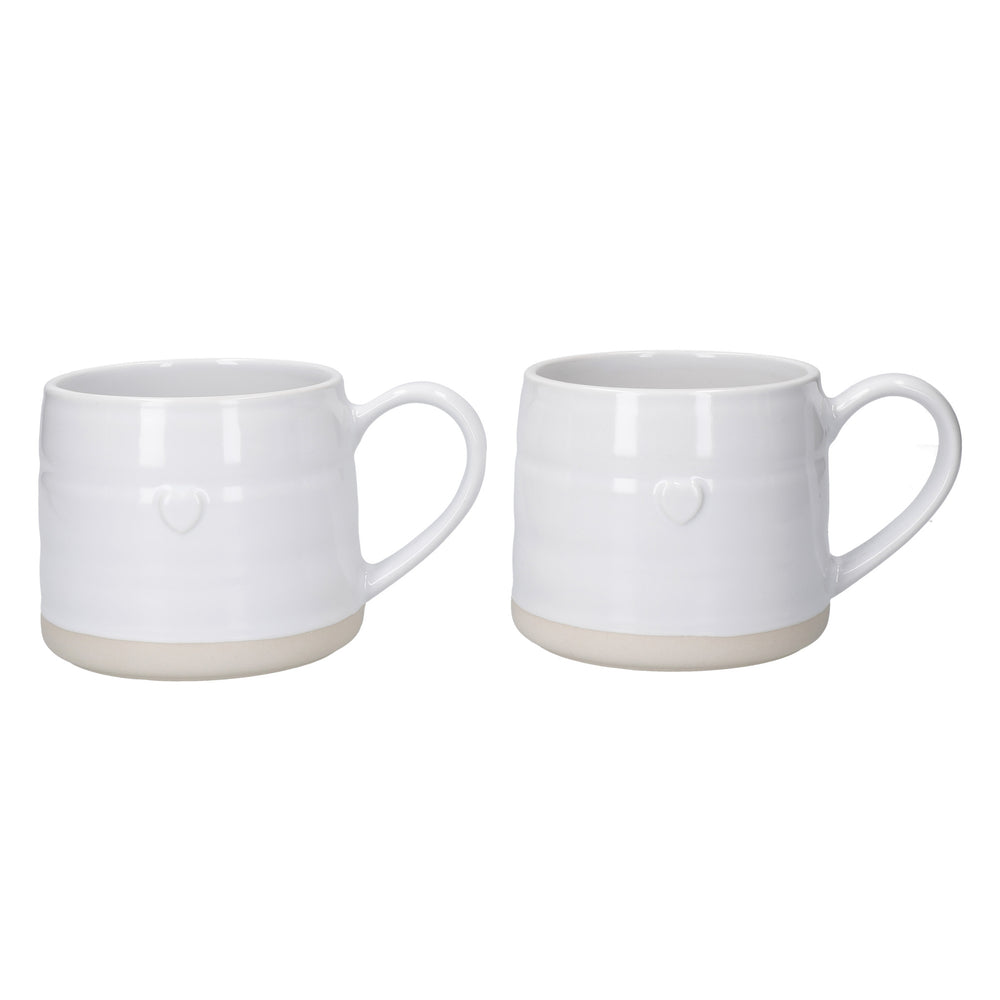 Mikasa Farmhouse Heart Stoneware Mugs, Set of 2, 380ml, White image 1