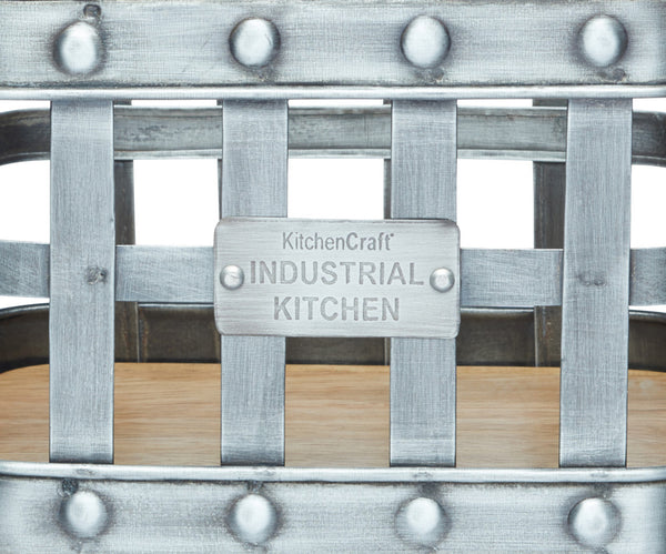 Industrial Kitchen Metal and Mango Wood Condiment Caddy image 8