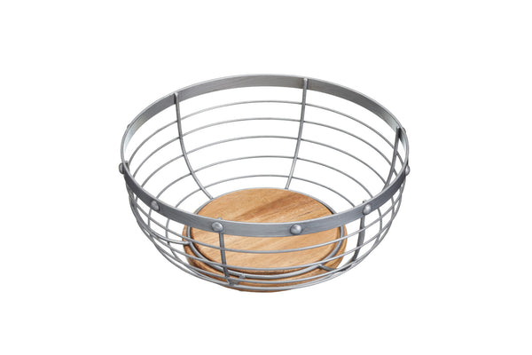 2pc Kitchenware Set with Mango Wood Footed Cake Stand and Kitchen Wire Fruit Basket image 4