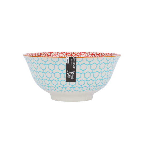 Set of 4 KitchenCraft Geometric Blue Ceramic Bowls image 3