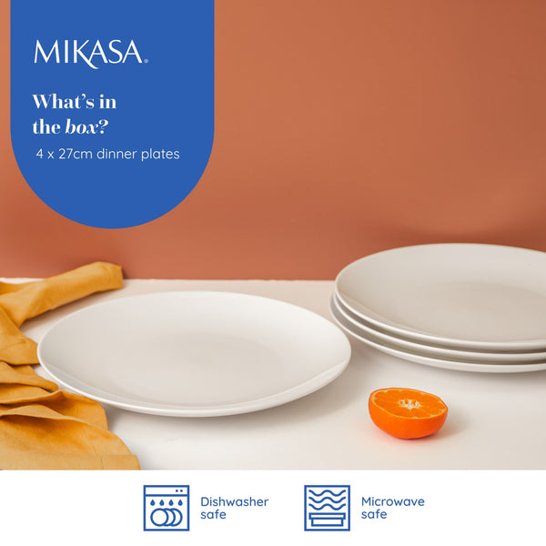 Mikasa Chalk Porcelain Dinner Plates, Set of 4, 27cm, White image 8