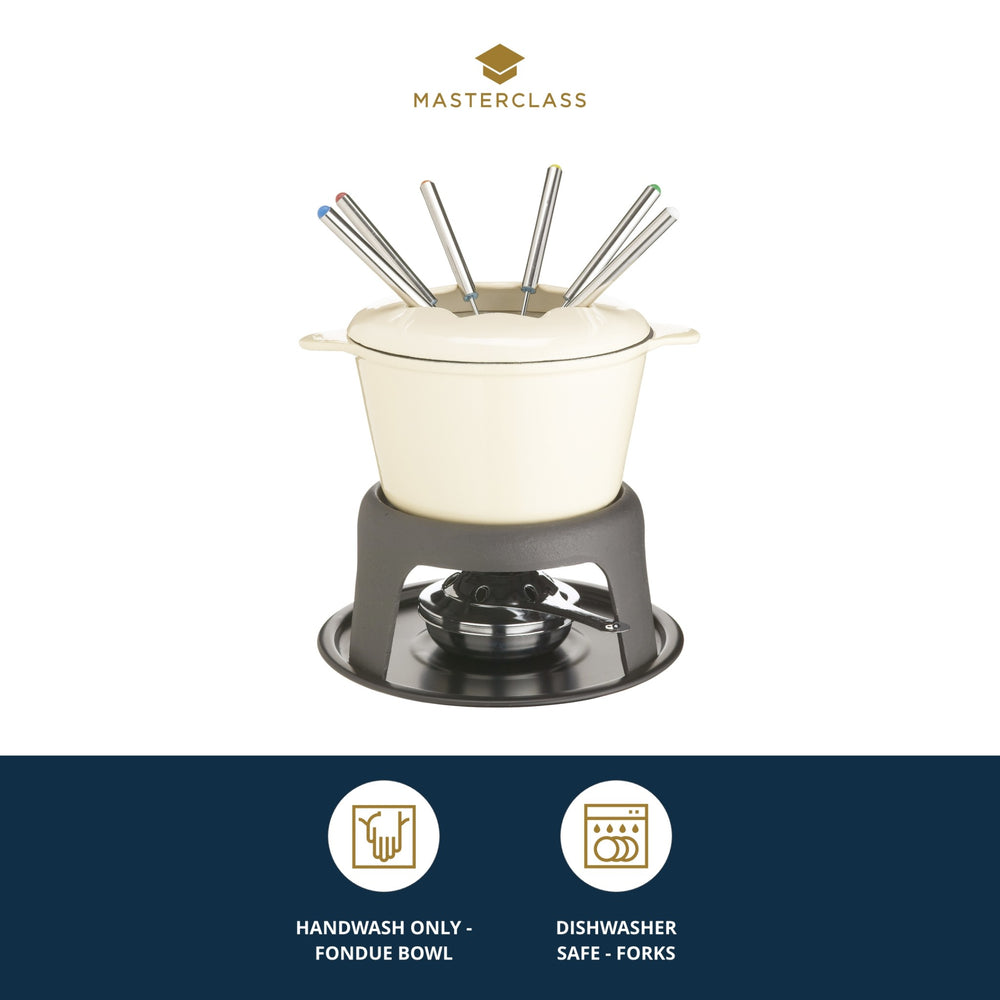 MasterClass Cast Iron Enamelled Cream Fondue Set