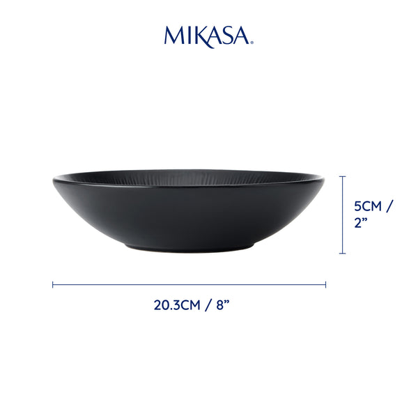 Mikasa Jardin Midnight 4-Piece Stoneware Pasta Bowl Set, 20cm, Black image 7
