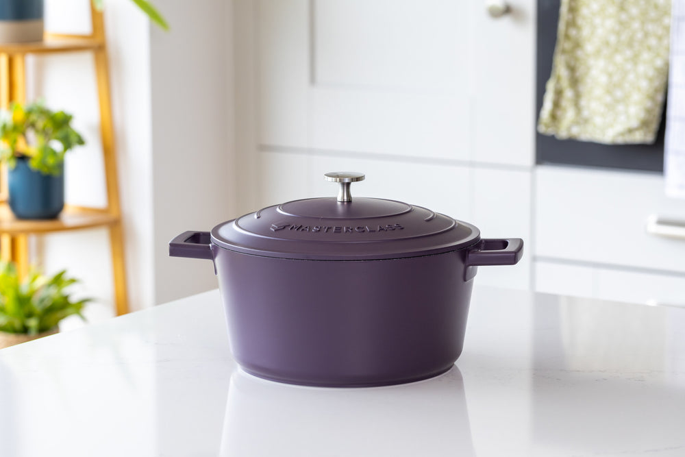 MasterClass Purple Cast Aluminium Casserole Dish, 24cm, 4L