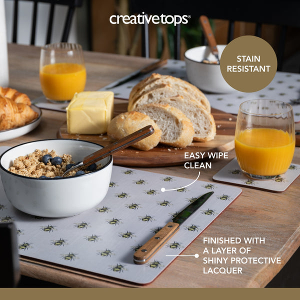 Creative Tops Printed Country Bee Rectangle Placemats Set Of 4, Grey, 30 x 22.5CM image 10