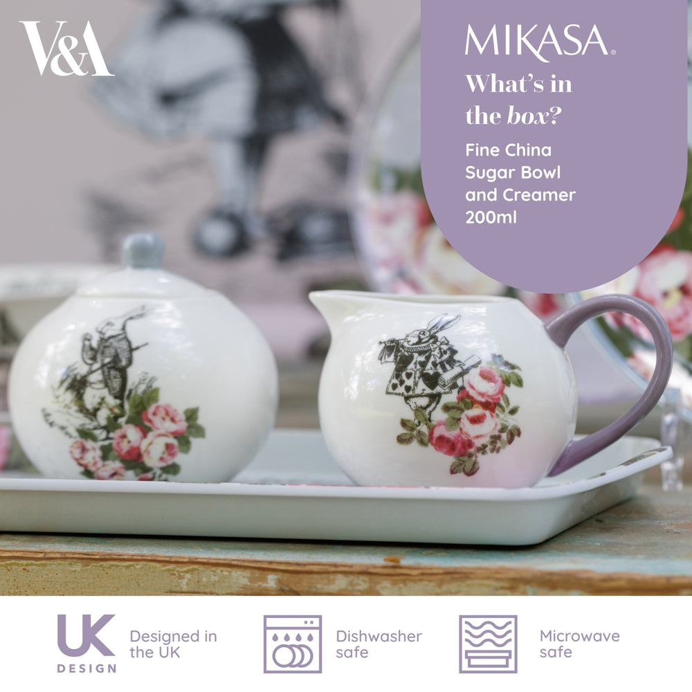 Mikasa and the V&A Alice In Wonderland Bone China Sugar Bowl And Creamer, 200ml