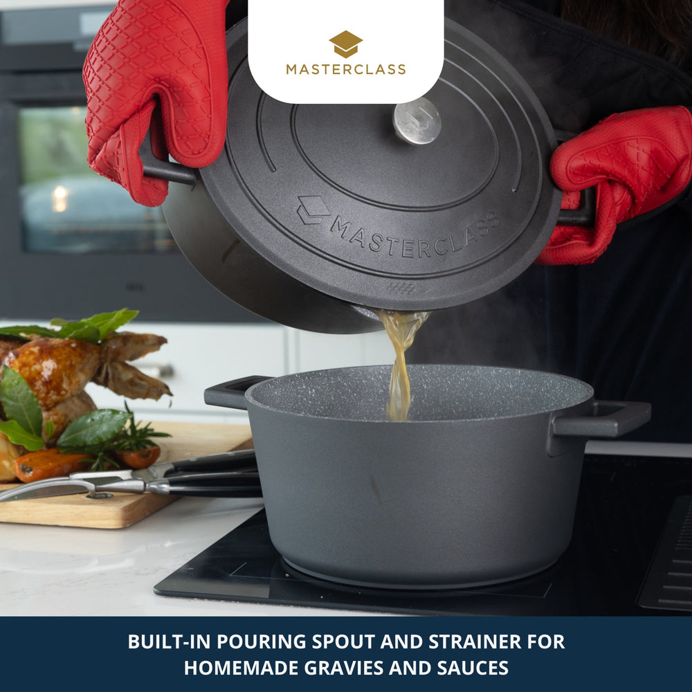 MasterClass Black Oval Cast Aluminium Casserole Dish, 6L