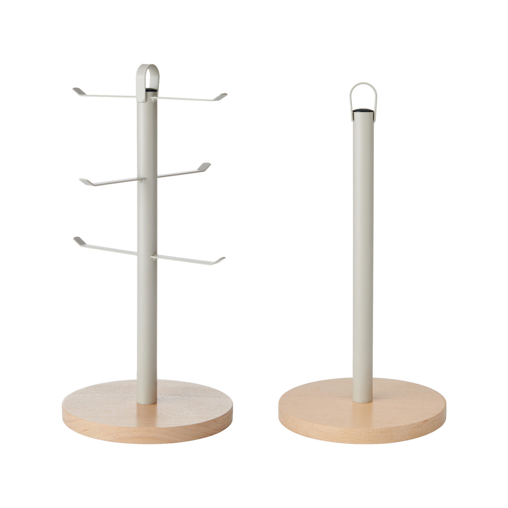 Idilica 2pc Mug Tree and Towel Holder Set with Beechwood Base image 1