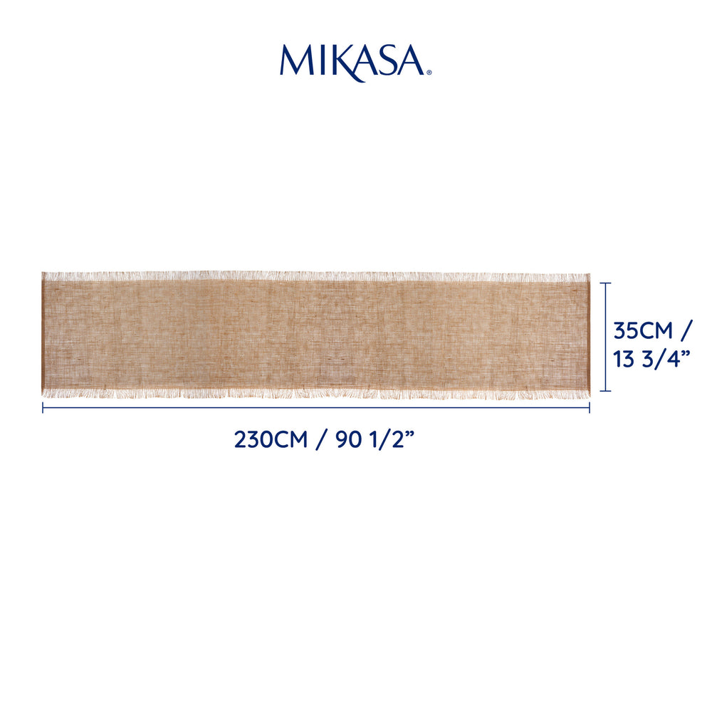 Mikasa Frayed Jute Table Runner, Natural, 230 x 33cm