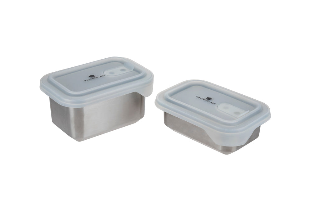 MasterClass All-in-One Stainless Steel Storage Containers with lids, 2 Pc Value Set image 1
