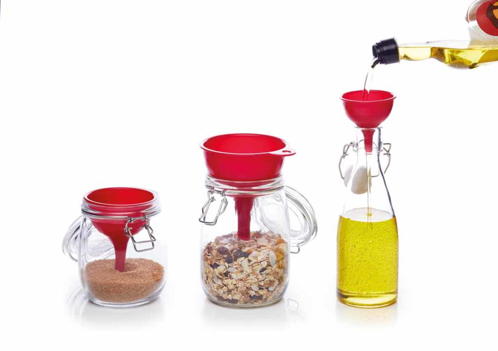 Farberware Plastic Funnel Set, Assorted Sizes - Red (3 Pieces)
