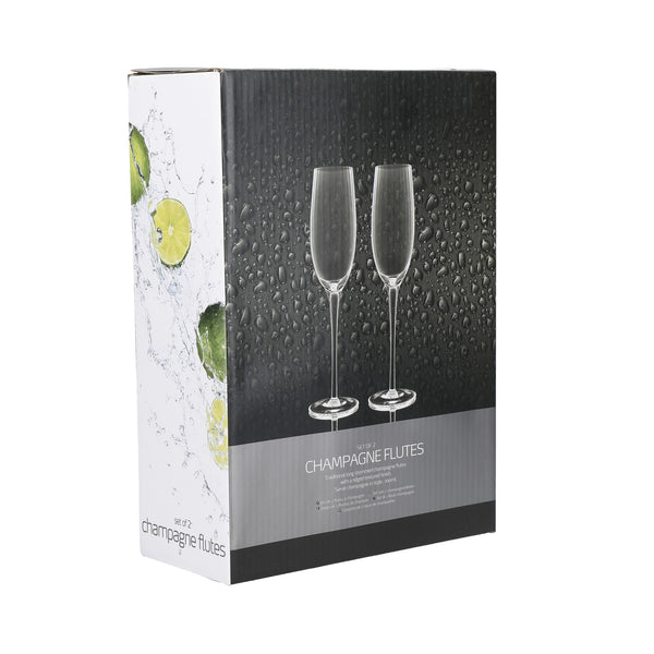 BarCraft Set of 2 Handmade Ribbed Champagne Flutes in Gift Box image 3