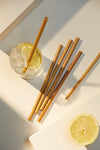 Natural Elements Reusable Straws, 10 Piece Bamboo Straw Set with Cleaning Brush, 19cm image 2