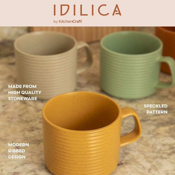 KitchenCraft Idilica Stacking Stoneware Mugs, Set of Four, 400ml image 11