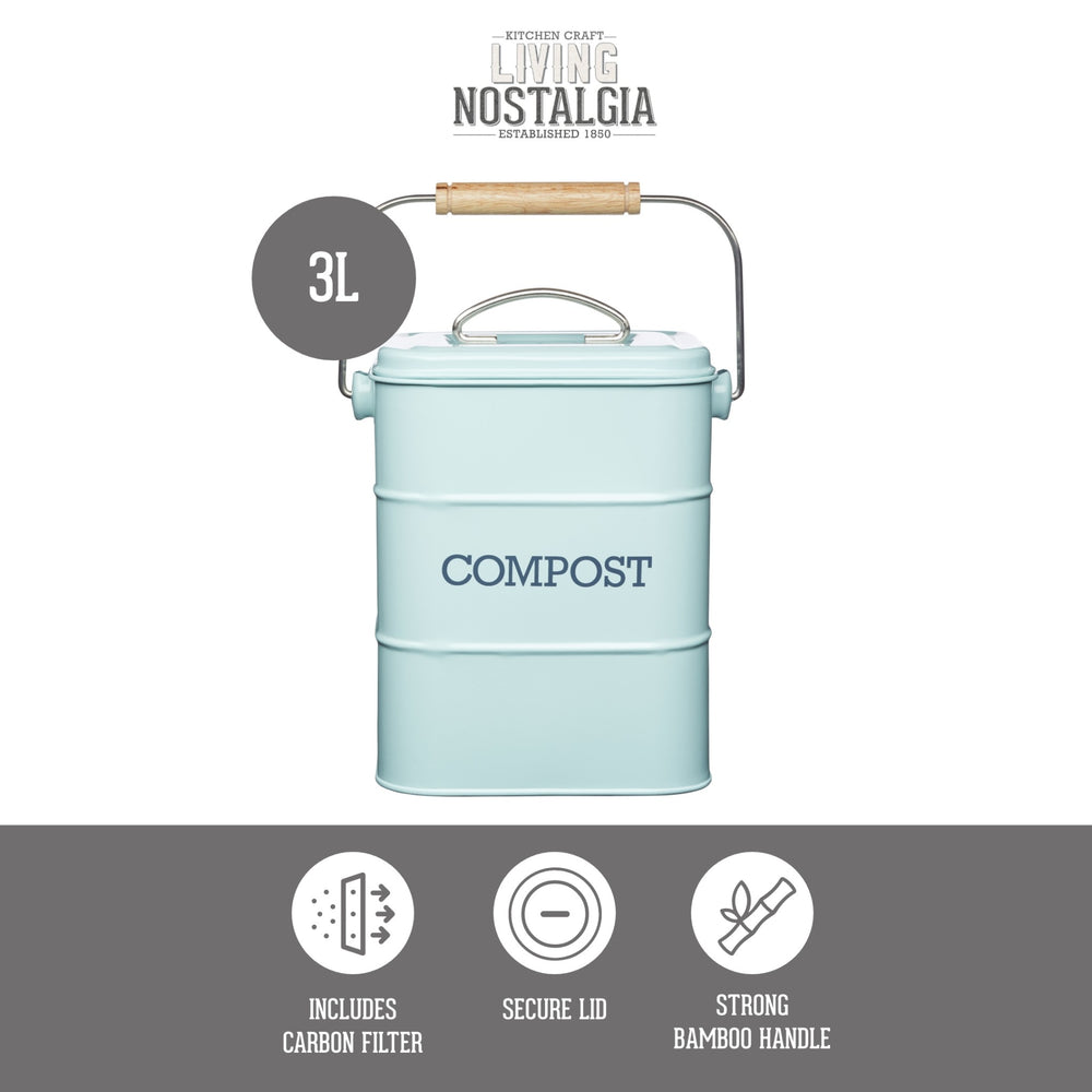 Living Nostalgia Vintage Blue Compost Bin