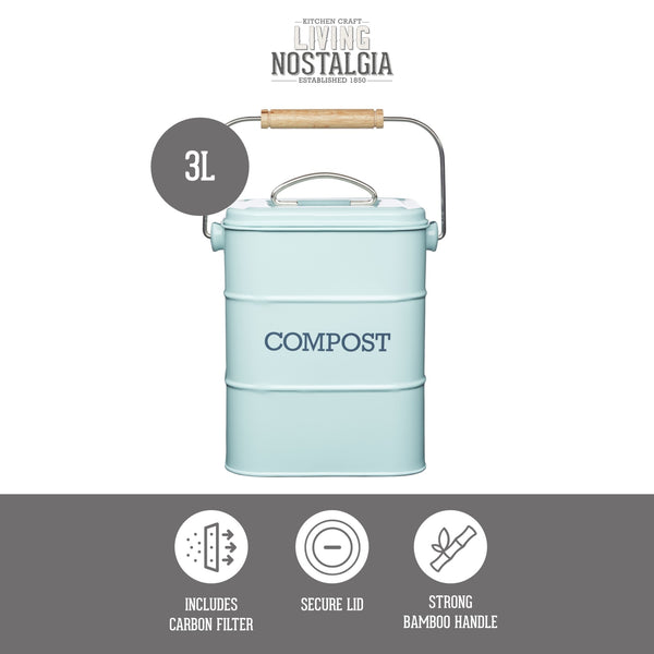 Living Nostalgia Vintage Blue Compost Bin image 9