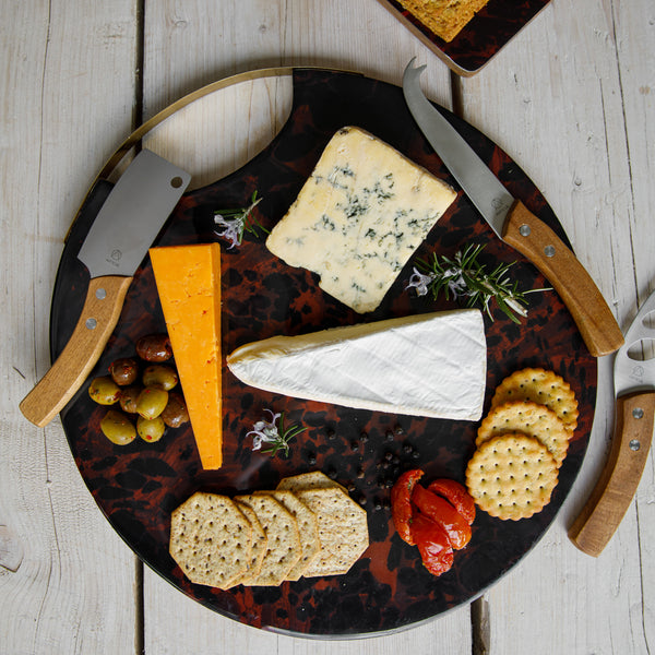 Artesà Mango Wood Round Serving Platter with Tortoiseshell Resin Finish image 2