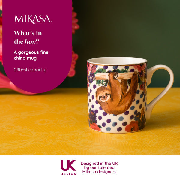 Mikasa Wild at Heart Sloth Print Porcelain Mug, 280ml image 8
