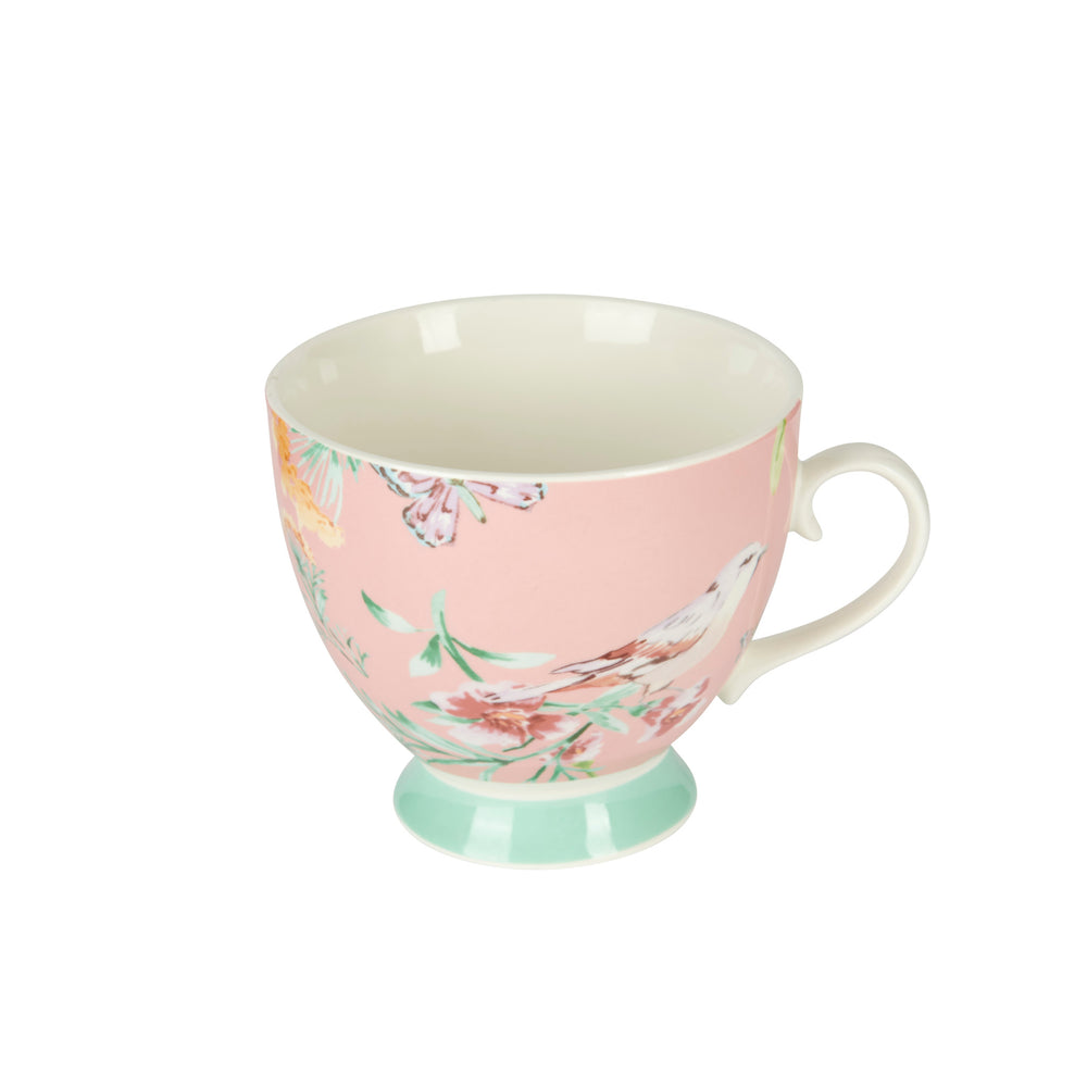 KitchenCraft China Peach Birds Footed Mug