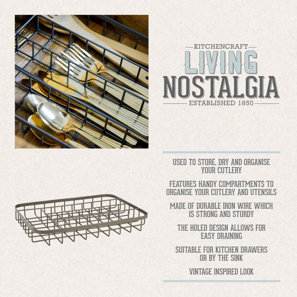 KitchenCraft Living Nostalgia Cutlery Organiser, Iron