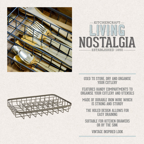 KitchenCraft Living Nostalgia Cutlery Organiser, Iron image 9