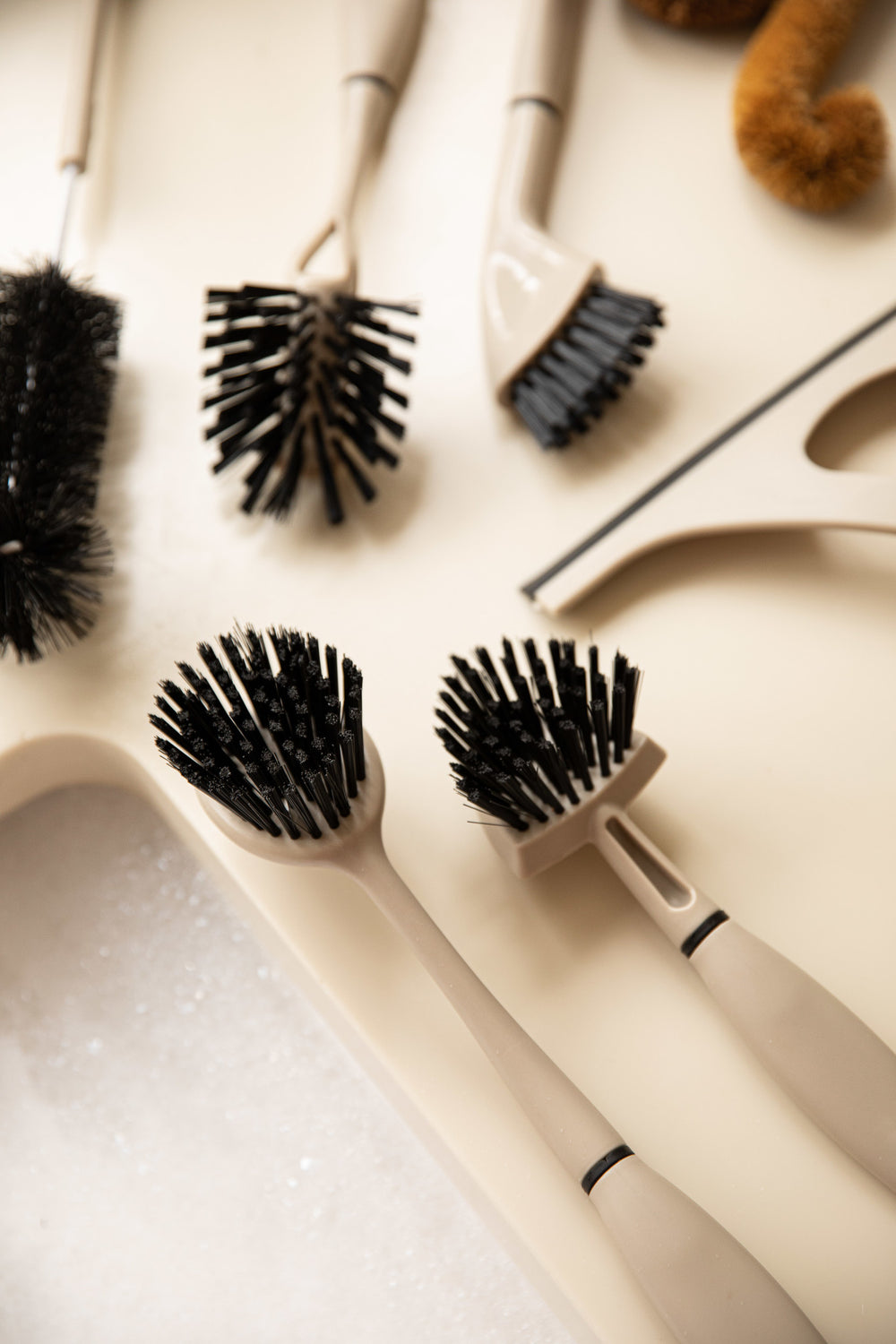 Natural Elements Eco-Friendly Cleaning Brush for Small Spaces, Recycled Plastic with Straw Bristles